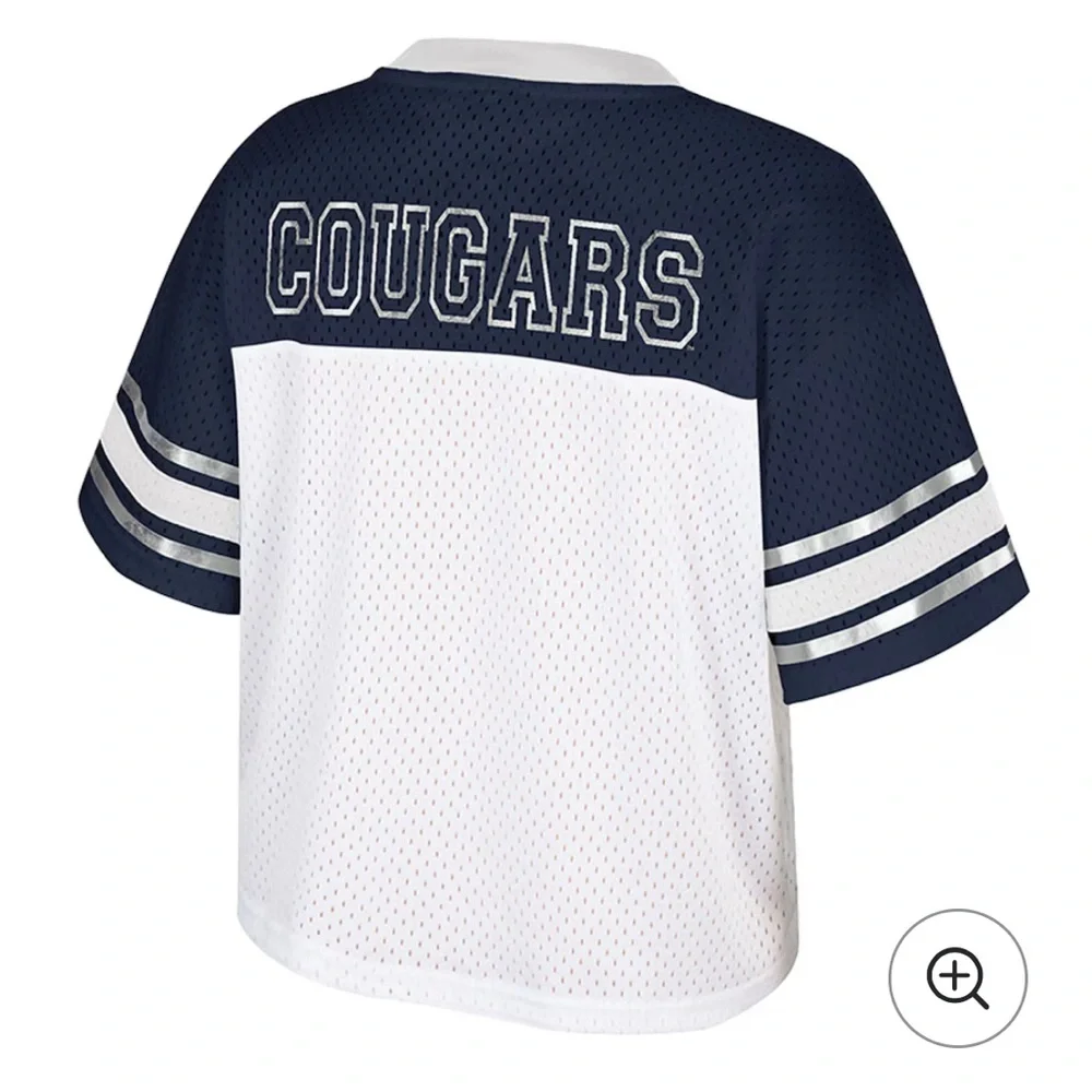 BYU COUGARS Colosseum Jersey WOMEN FOOTBALL UNIFORM SHIRT TREASURE CROPPED CROP - Picture 2 of 8
